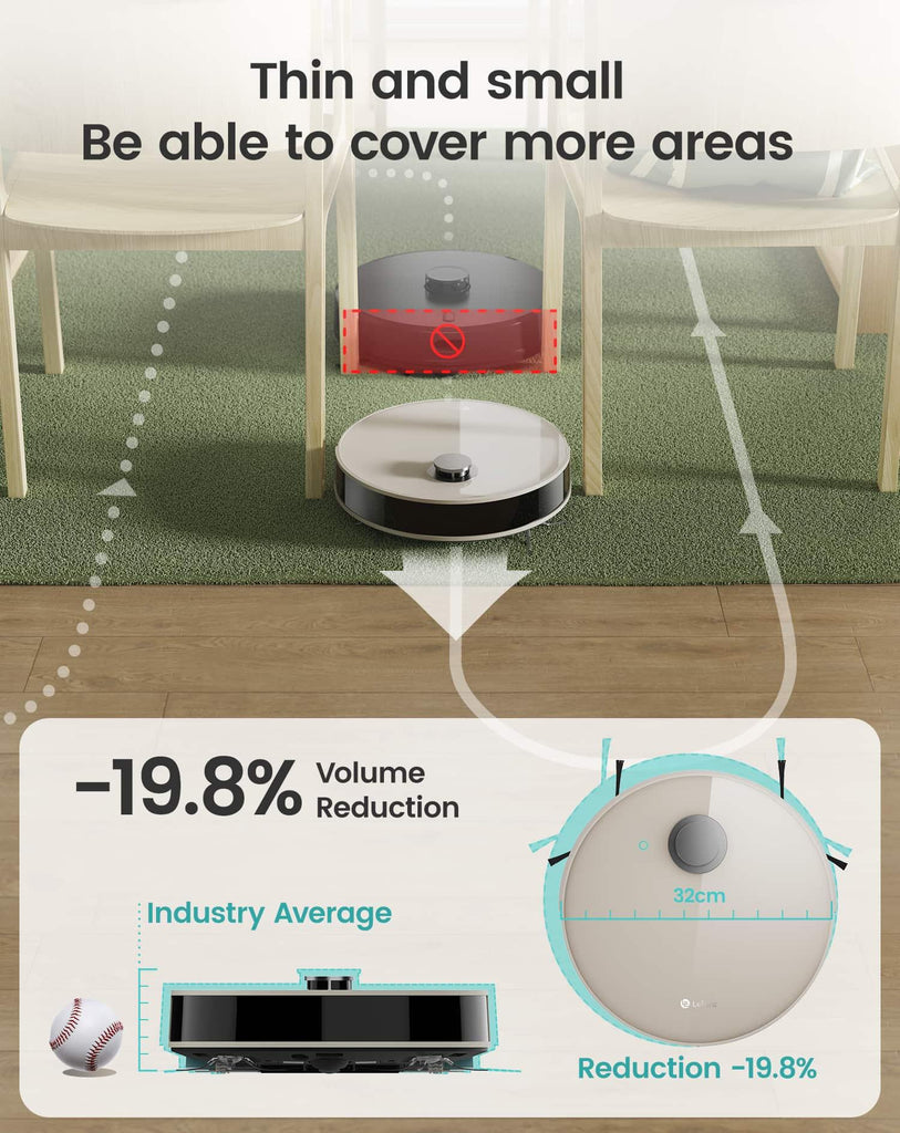  Lefant Robot Vacuum and Mop, Lidar Navigation, 4000Pa Suction  Robotic Vacuum Cleaner with 150Mins, Real-time Map, No-go Zones, Compatible  with Alexa/App, Ideal for Hard Floor and Pet Hair, White